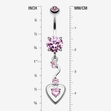 Detail View 1 of Dainty Dangled Heart Belly Button Ring-Pink